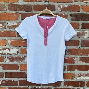 Amina Rubinacci Short Sleeve‎ Henley Top Size 4